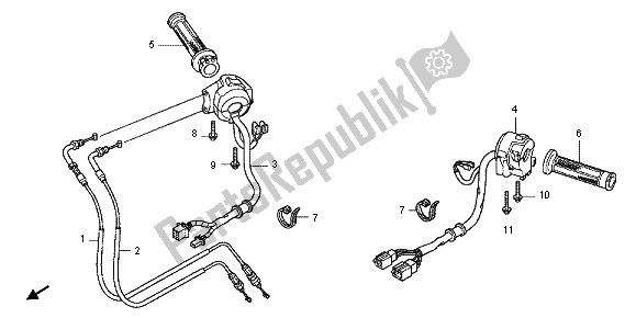 All parts for the Switch & Cable of the Honda CBF 1000 FA 2012