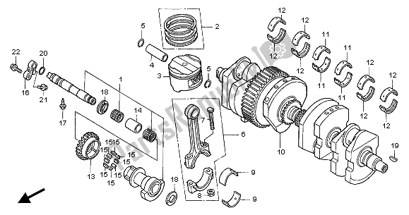 All parts for the Crankshaft & Piston of the Honda CB 1300A 2005