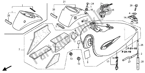All parts for the Fuel Tank of the Honda VT 750 CS 2012