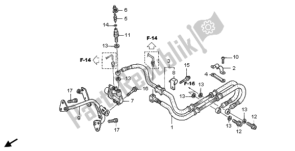 Tutte le parti per il Tubo Freno Posteriore del Honda VFR 800 2007