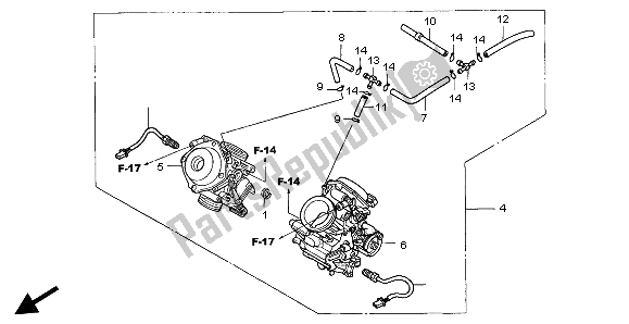 Tutte le parti per il Carburatore (assy.) del Honda XL 650V Transalp 2004