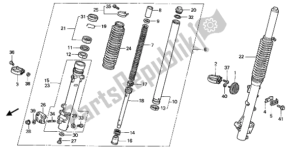 Todas as partes de Garfo Dianteiro do Honda NX 650 1989