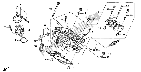 All parts for the Rear Cylinder Head of the Honda NT 700 VA 2006