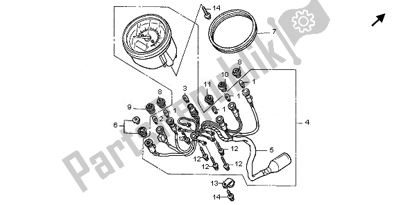 Alle onderdelen voor de Meter (kmh) van de Honda VT 125C 2008