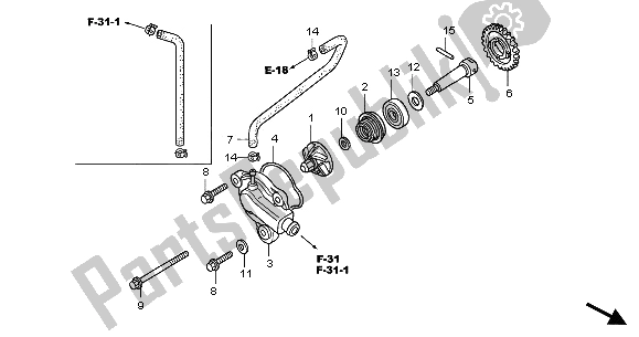 Alle onderdelen voor de Waterpomp van de Honda CBR 125 RS 2005