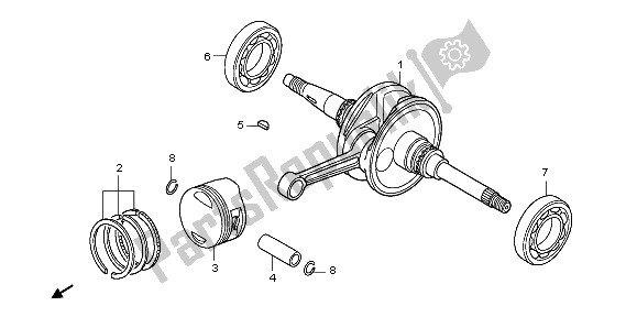 All parts for the Crankshaft & Piston of the Honda PES 125 2013