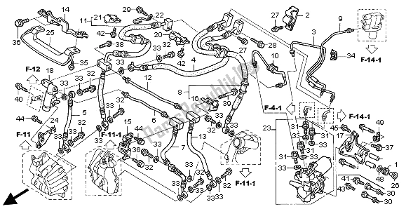 Alle onderdelen voor de Voorremslang van de Honda ST 1300A 2002