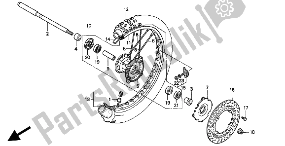 Todas las partes para Rueda Delantera de Honda CR 500R 2 1993