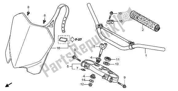 All parts for the Handle Pipe & Top Bridge of the Honda CRF 450R 2011