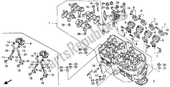 All parts for the Cylinder Head of the Honda CBR 1000F 1992
