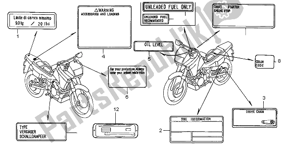 Tutte le parti per il Etichetta Di Avvertenza del Honda NX 650 1997