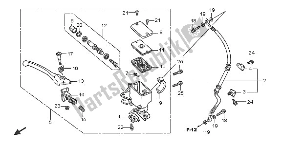 All parts for the Fr. Brake Master Cylinder of the Honda SH 125 2005