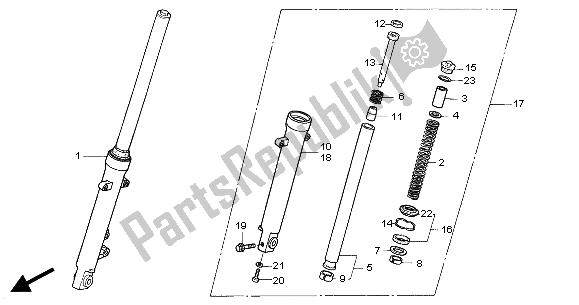 All parts for the Front Fork of the Honda CBF 250 2004