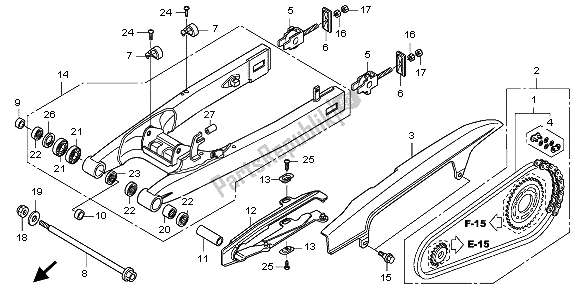 All parts for the Swingarm of the Honda CBF 1000A 2009