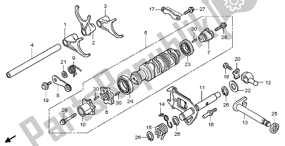 Toutes les pièces pour le Tambour De Changement Et Fourchette De Changement du Honda GL 1800A 2006