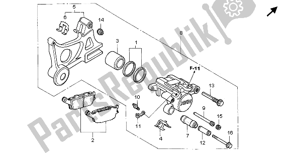 Alle onderdelen voor de Achter Remklauw van de Honda CBR 600F 2005