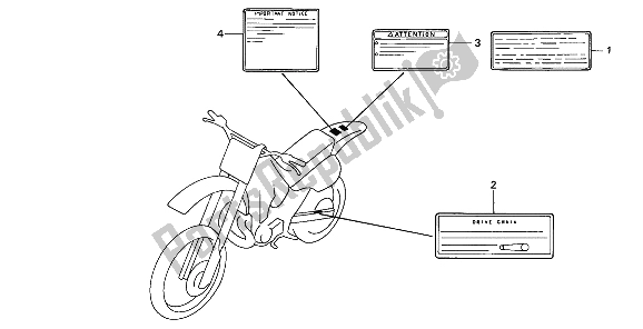 Alle onderdelen voor de Waarschuwingsetiket van de Honda CR 500R 2 1992