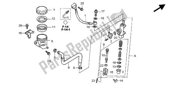 All parts for the Rr. Brake Master Cylinder of the Honda VFR 800A 2004