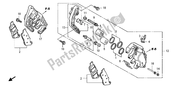 All parts for the Front Brake Caliper of the Honda CBF 1000F 2012