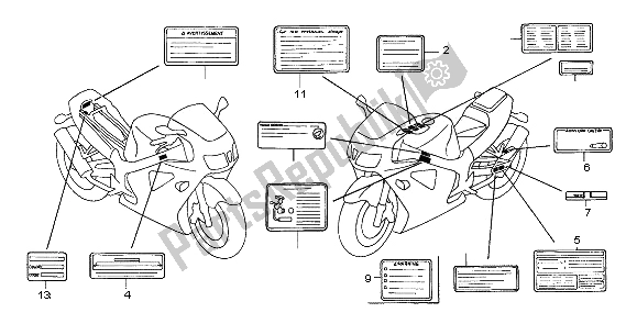 All parts for the Caution Label of the Honda VTR 1000 SP 2002