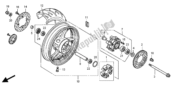 Tutte le parti per il Ruota Posteriore del Honda CBR 600F 2012