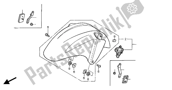 All parts for the Front Fender of the Honda CBR 600F 2004