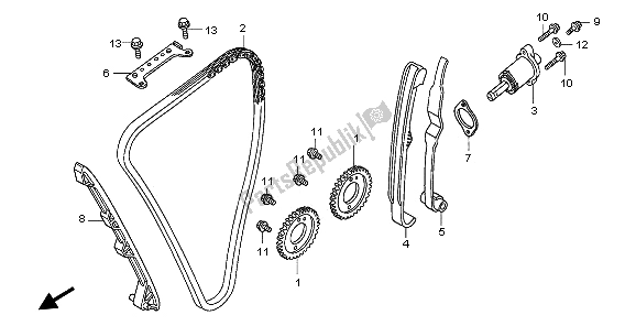 Alle onderdelen voor de Nokkenketting & Spanner van de Honda CB 1300A 2009