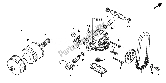 All parts for the Oil Filter & Oil Pump of the Honda XL 700V Transalp 2011