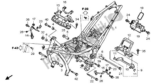 Alle onderdelen voor de Frame Lichaam van de Honda NC 700 SA 2013