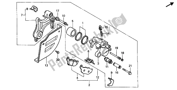 All parts for the Rear Brake Caliper of the Honda XRV 750 Africa Twin 1993