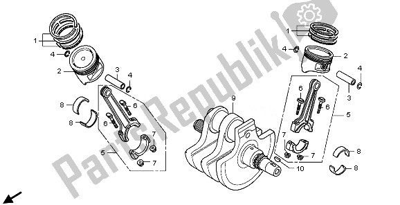 All parts for the Crankshaft of the Honda VT 750 CA 2008