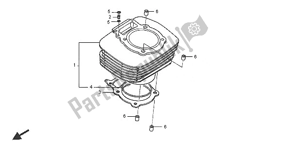 All parts for the Cylinder of the Honda TRX 400 FA Fourtrax Rancher AT 2005