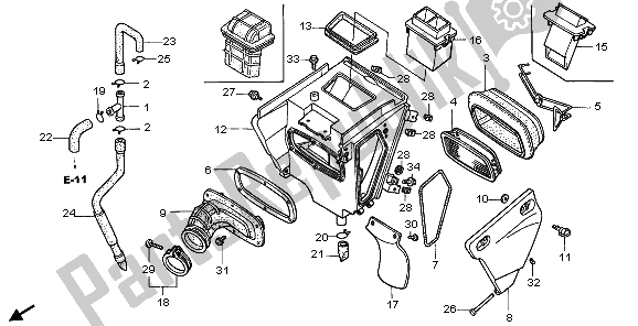 All parts for the Air Cleaner of the Honda XR 400R 1998