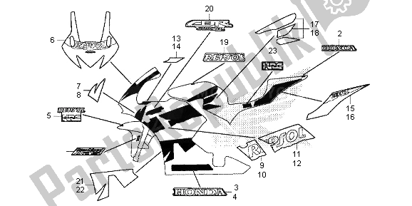 Tutte le parti per il Mark & ?? Stripe (3) del Honda CBR 600 RR 2013