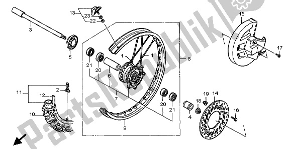 Wszystkie części do Przednie Ko? O Honda CR 125R 2001