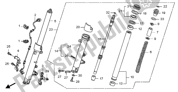 All parts for the Front Fork of the Honda CB 1300A 2007