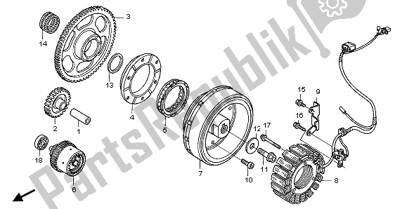 All parts for the Generator of the Honda VTX 1300S 2007