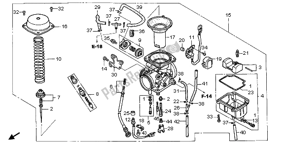 Alle onderdelen voor de Carburator van de Honda FMX 650 2006