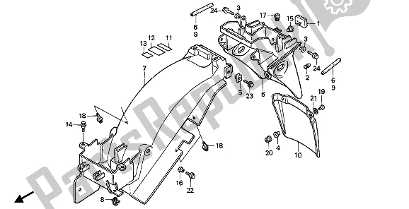 Toutes les pièces pour le Garde-boue Arrière du Honda NTV 650 1993