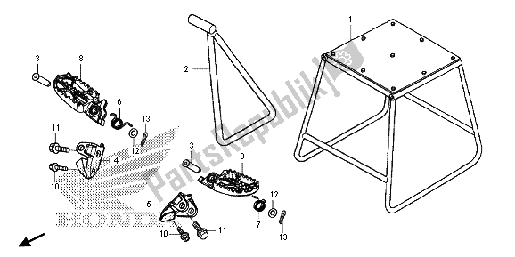 All parts for the Step & Stand of the Honda CRF 450R 2015