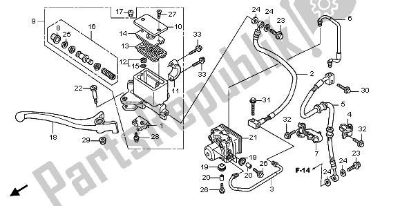 All parts for the Fr. Brake Master Cylinder of the Honda FES 125A 2011