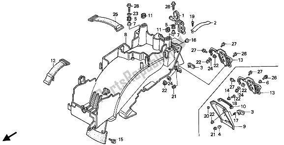 Alle onderdelen voor de Achterspatbord van de Honda VFR 400R3 1991