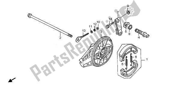 All parts for the Rear Brake Panel of the Honda CRF 70F 2008