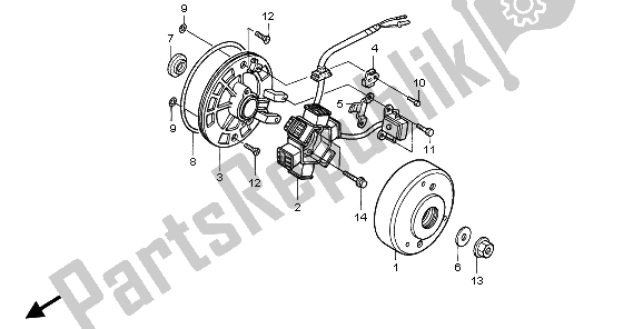 Alle onderdelen voor de Generator van de Honda XR 70R 2000