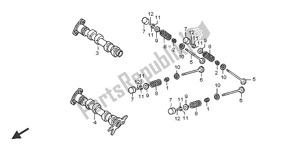 Toutes les pièces pour le Arbre à Cames Et Soupape du Honda FJS 600D 2005