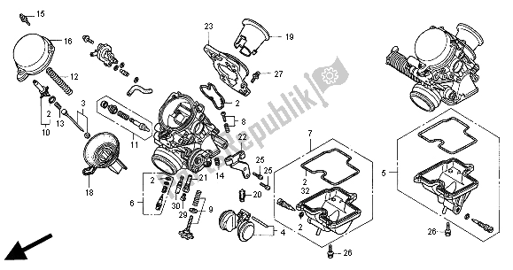 Alle onderdelen voor de Carburateur (onderdelen) van de Honda CB 500 2000