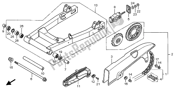 All parts for the Swingarm of the Honda CB 500 2002