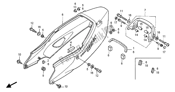 All parts for the Rear Cowl of the Honda CBR 1100 XX 2001