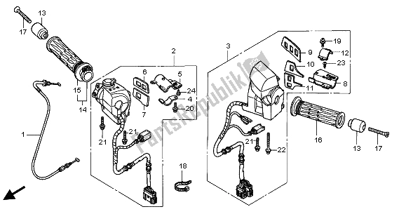 Toutes les pièces pour le Interrupteur De Poignée du Honda GL 1800A 2003