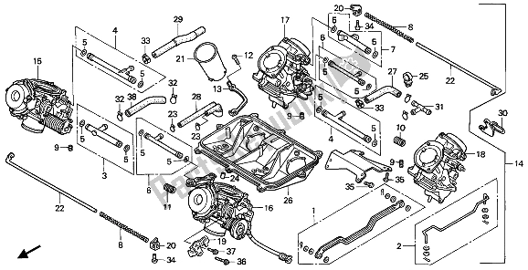 All parts for the Carburetor (assy.) of the Honda VFR 750F 1992